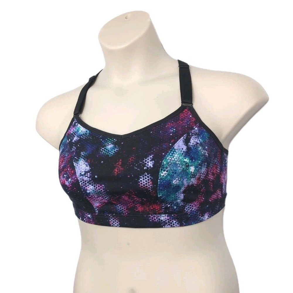 Livi Active Sport Bra No Wire Soft Cup Multi Color Print Strappy X Back 14 16 XL - Picture 2 of 10